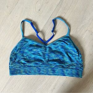 Blue Heathered Sports Bra